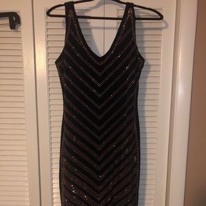 Navy dress and rose gold rhinestones